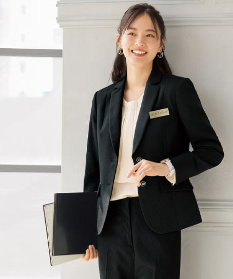 全2色】美形ジャケット（美ストレッチシリーズ・クールストライプ