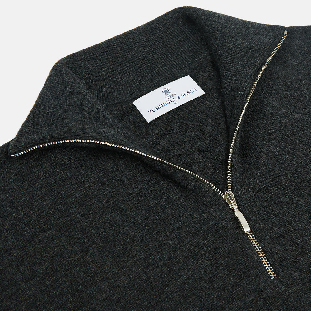 Charcoal Half-Zip Cashmere Sweater | Turnbull & Asser – Turnbull