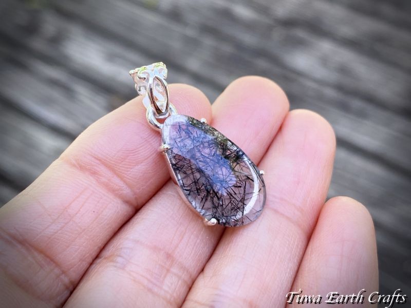 高品質ブラックトルマリンインクォーツ ペンダントトップ