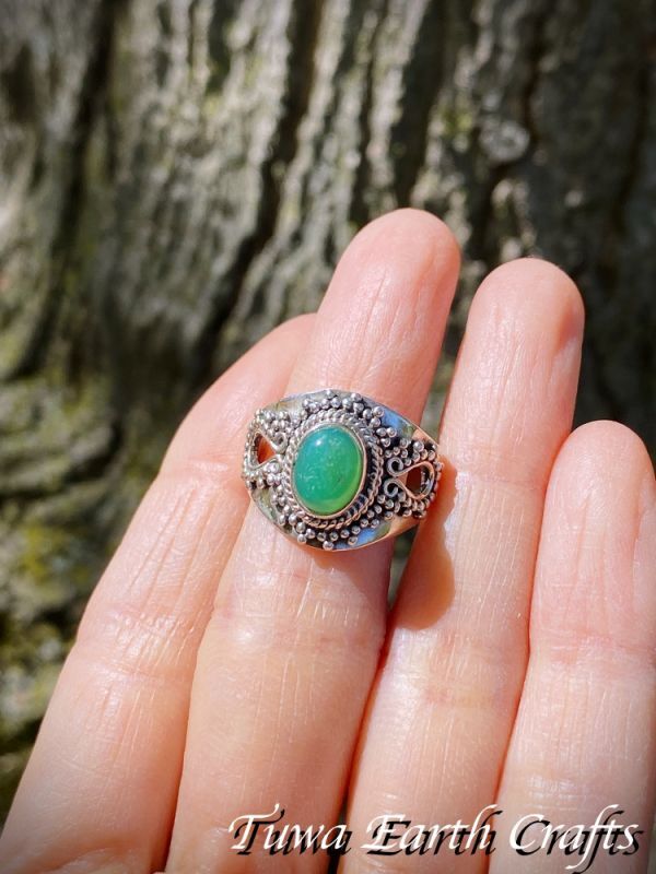 自己実現・才能開花】高品質 天然クリソプレーズ 1点もの リング指輪