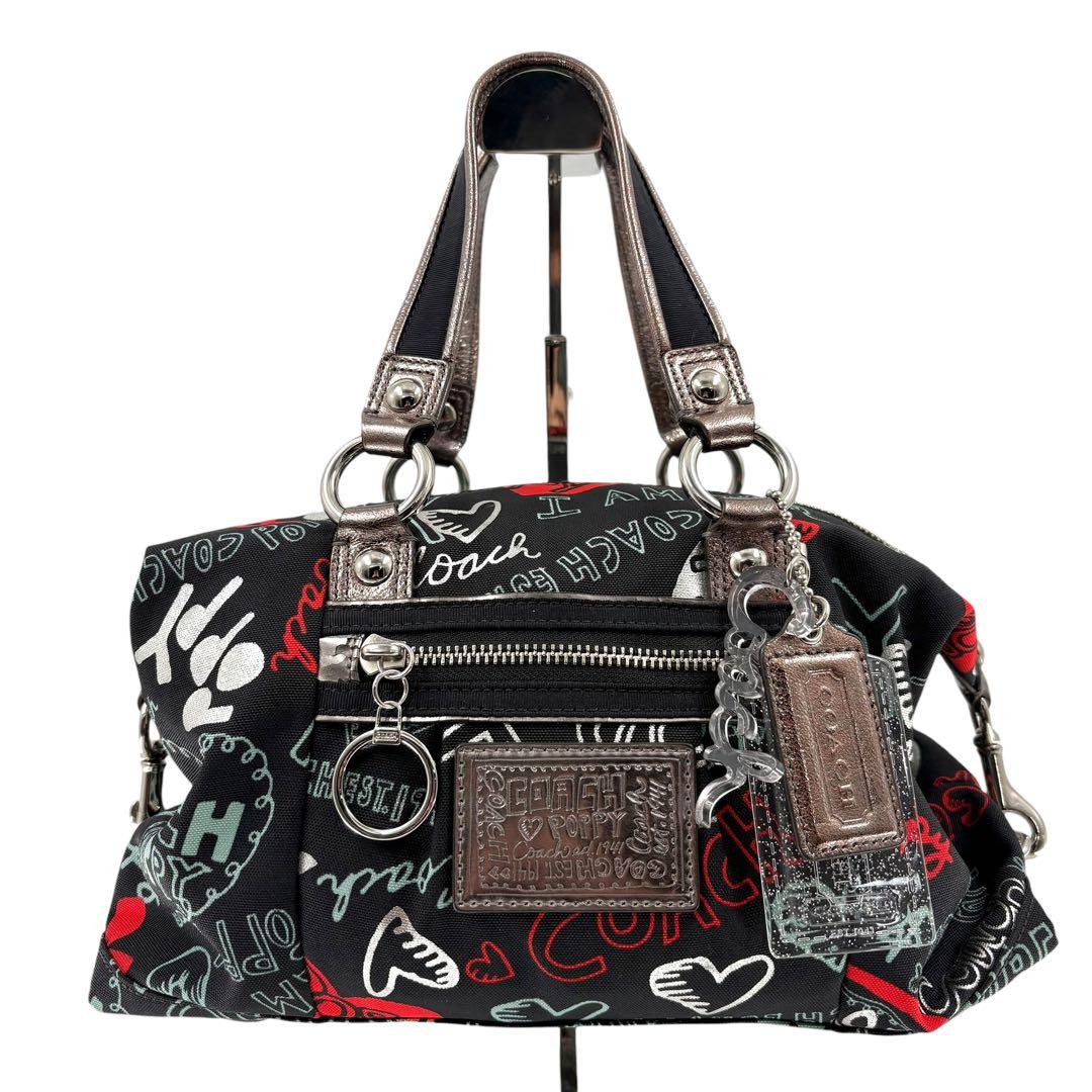 00s Y2K Coach Boston Bag Poppy Navy 2-way