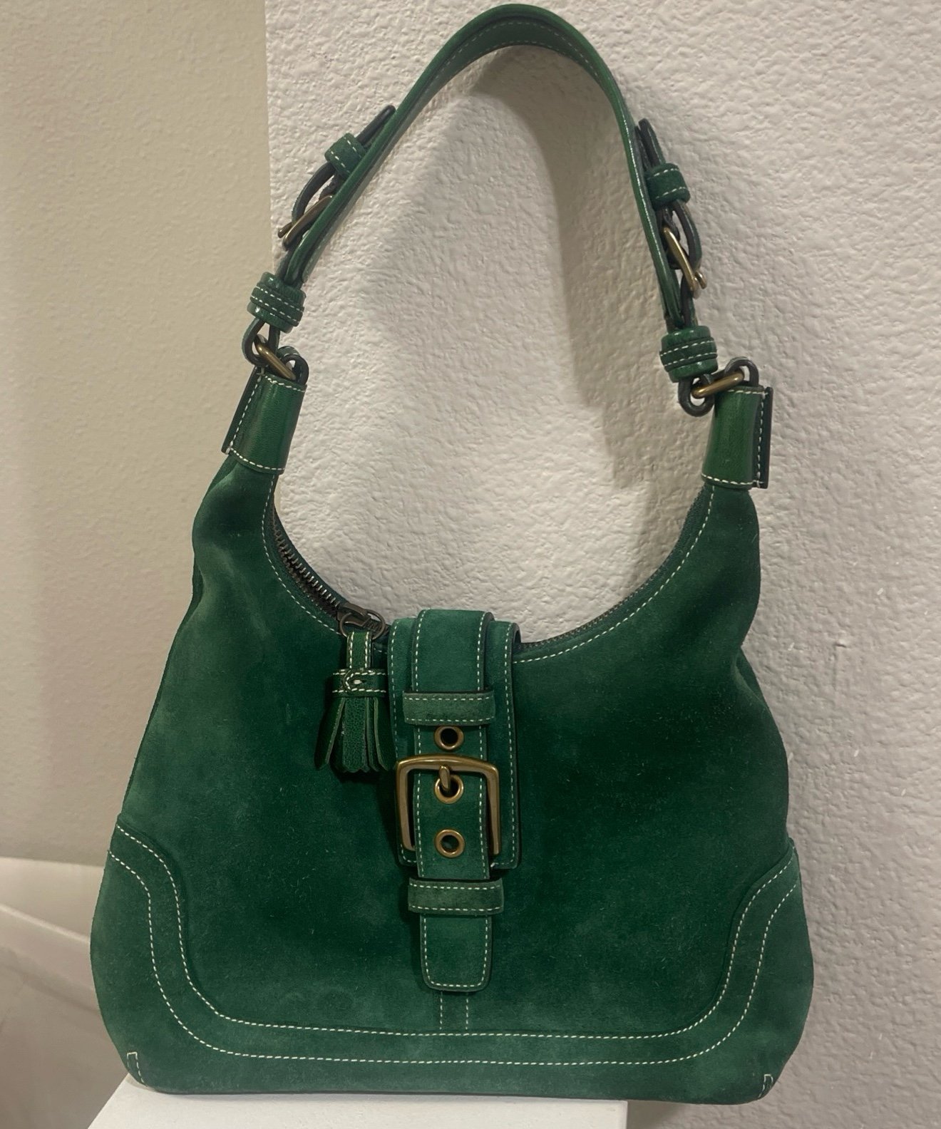 COACH Hampton Soho Shoulder Bag Suede Green | Mercari