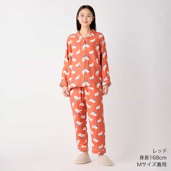 再値下げ】マシュマロガーゼアニマルプリントパジャマ レディス