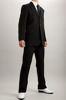 黒いスーツ・カラースーツ シングル 3つボタン ブラック通販、販売