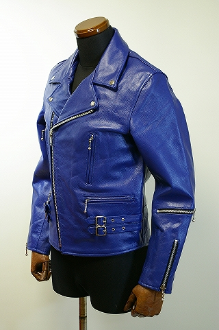 青いライダースジャケット【ライダースジャケット、革ジャン、送料無料】