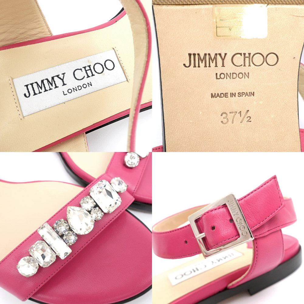 名東】【JIMMY CHOO】ジミーチュウ サンダル ビジュー付 ストラップ