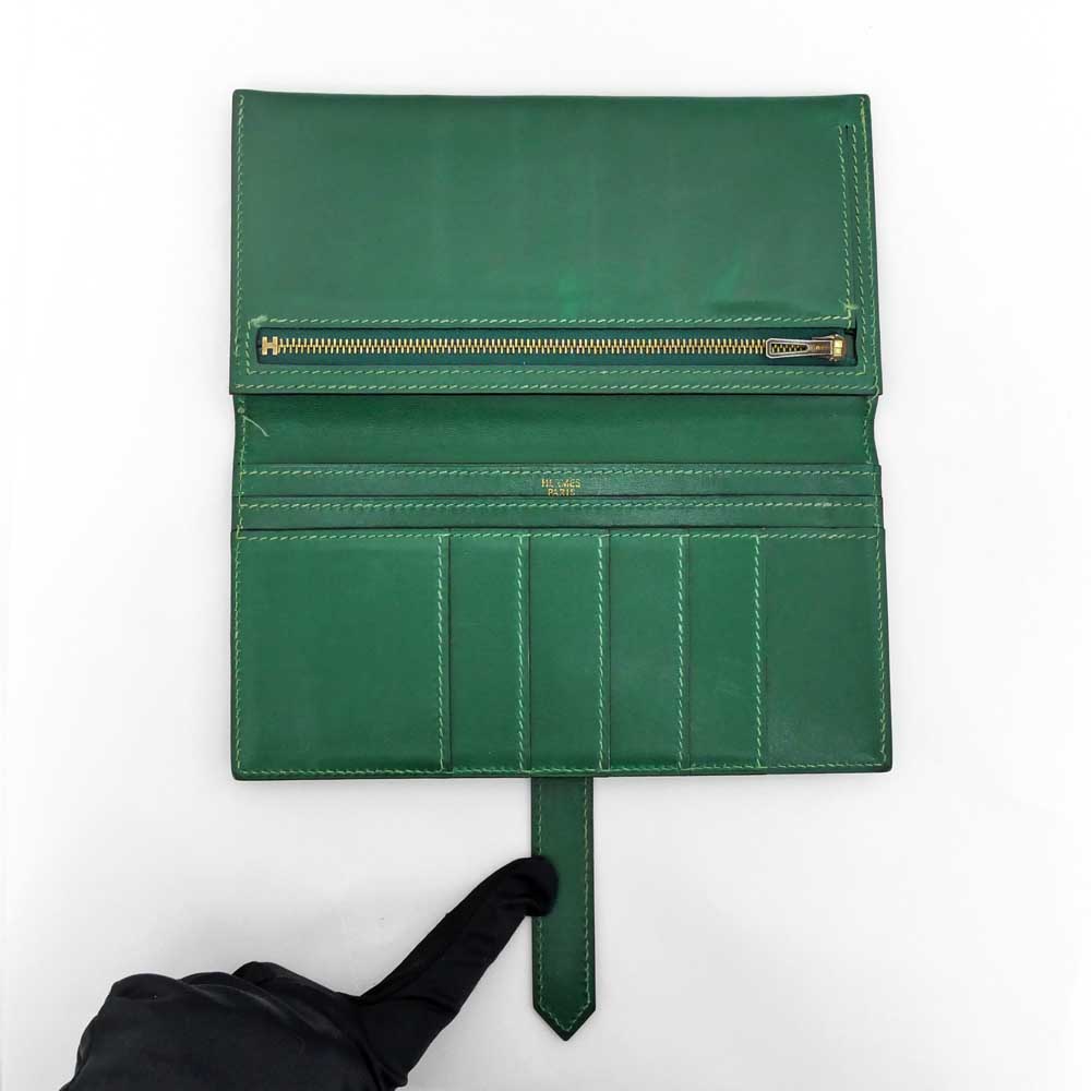 名東】【HERMES】エルメス ベアン クラシック ボックスカーフ グリーン