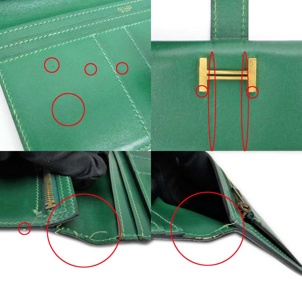 名東】【HERMES】エルメス ベアン クラシック ボックスカーフ グリーン