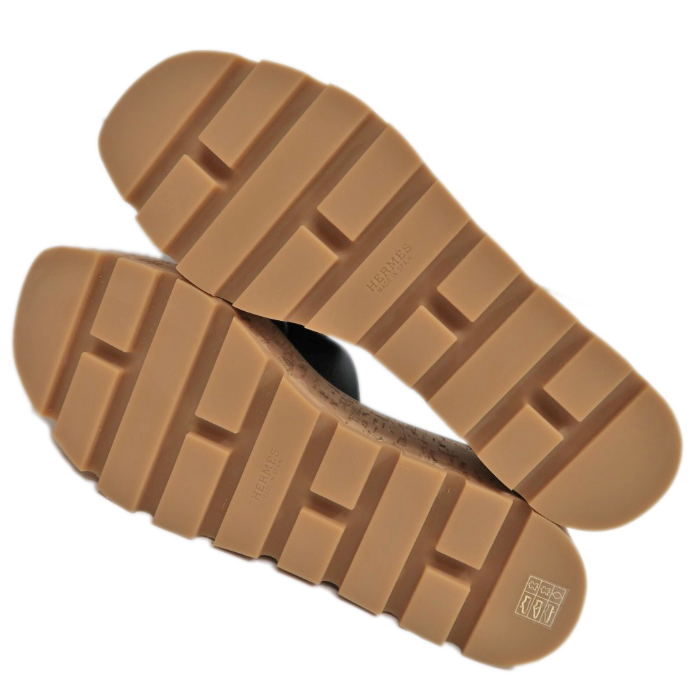 名東】【HERMES】エルメス エズ サンダル サイズ39 レザー ブラック 黒