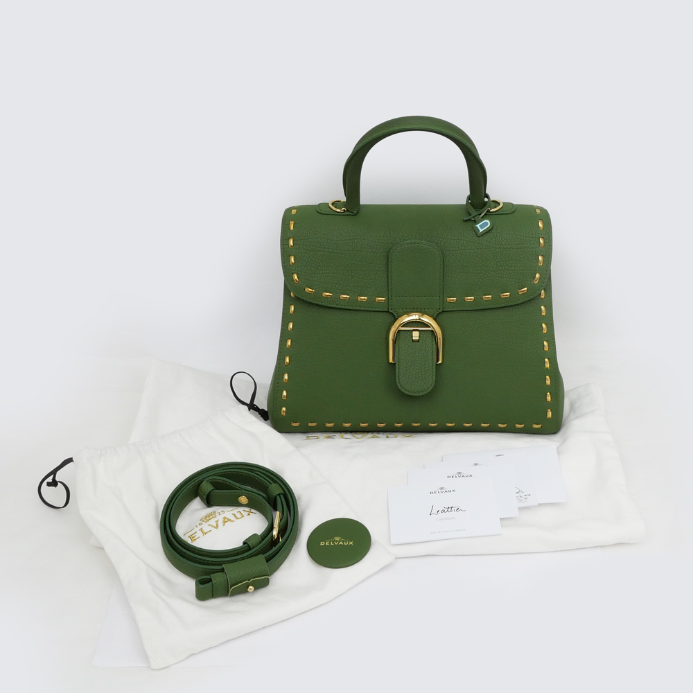 名東】【DELVAUX】デルヴォー ブリヨン MM メタルステッチ グリーン