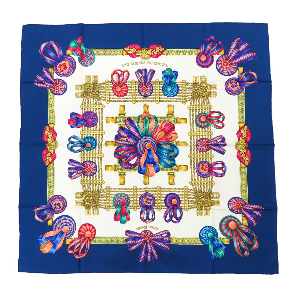 名古屋】【HERMES】エルメス カレ90 LES RUBANS DU CHEVAL 馬のリボン