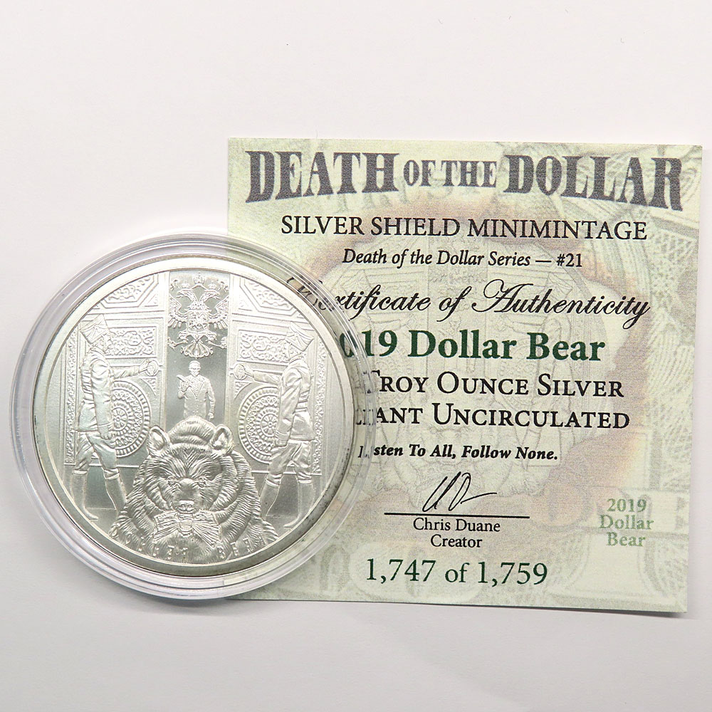 名古屋】【OTHER】プーチン大統領 ダラーベア 純銀コイン 1オンス 銀貨