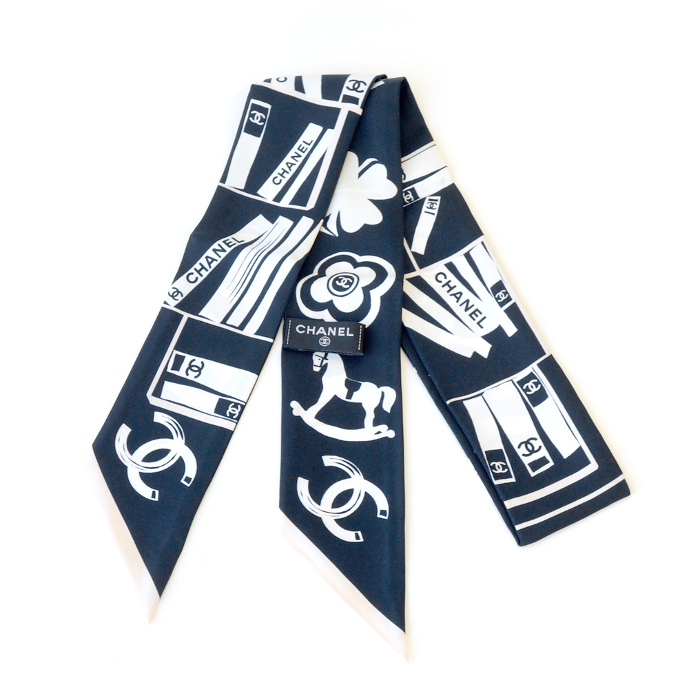 栄】【CHANEL】シャネル AA8527 ヘアバンド シルク100% スカーフ