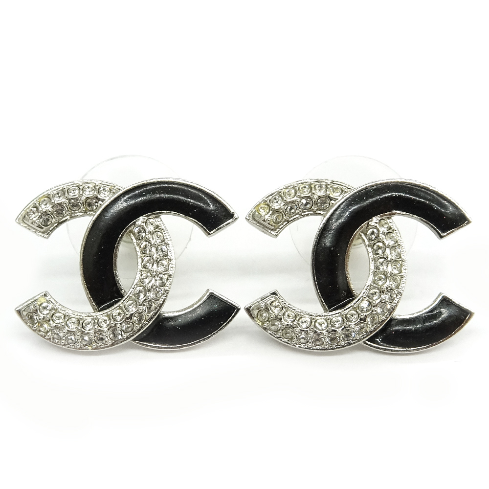 栄】【CHANEL】シャネル ピアス ココマーク A24V ラインストーン