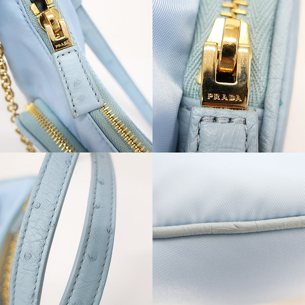 天白】【PRADA】プラダ ショルダーバッグ リナイロン オーストリッチ