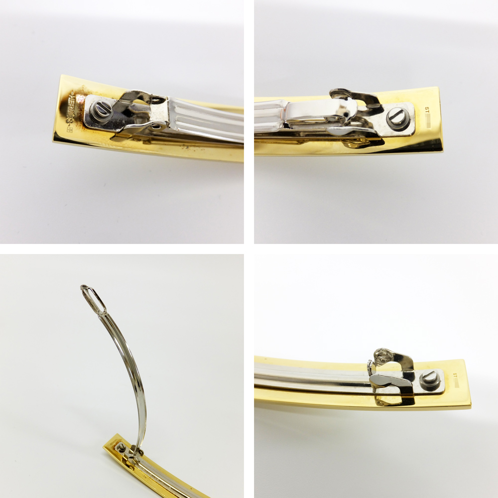 天白】【HERMES】エルメス アイリーン バレッタ シルバーゴールド 髪