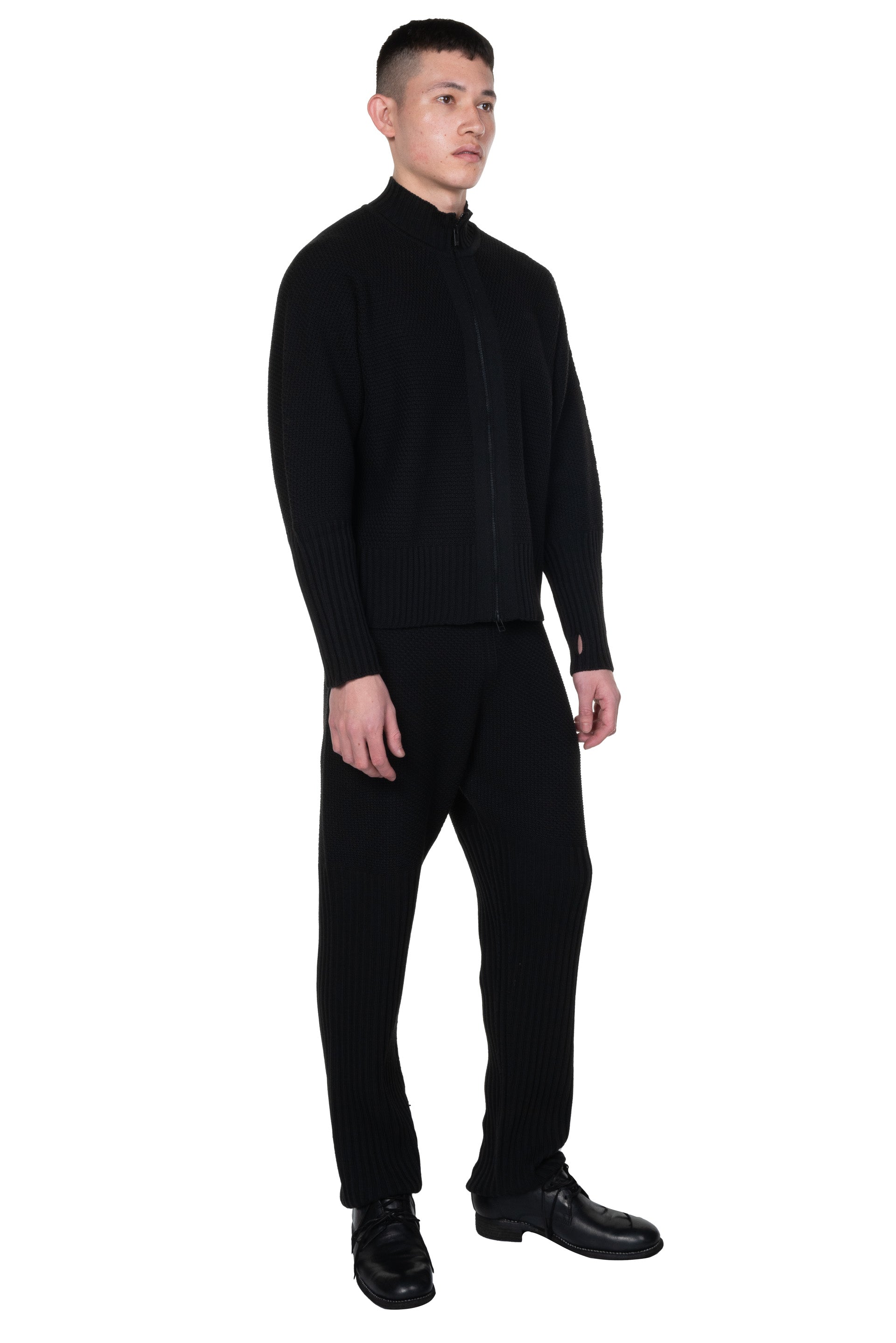 Homme Plissé ISSEY MIYAKE Rustic Knit Zip Up Black | UJNG