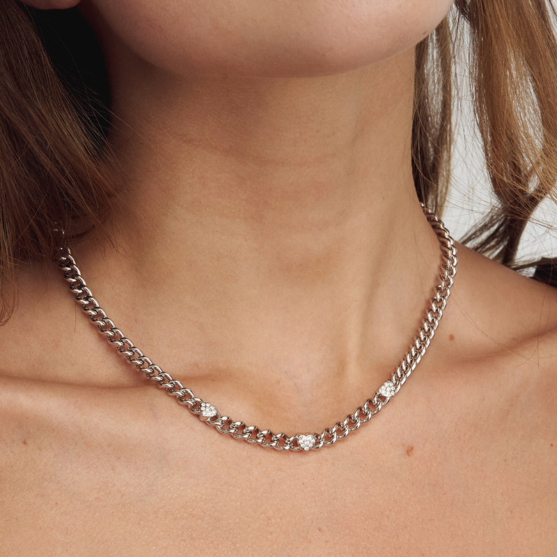 SILVER 925 シャインハートディテールネックレス 27678 | UNOAERRE