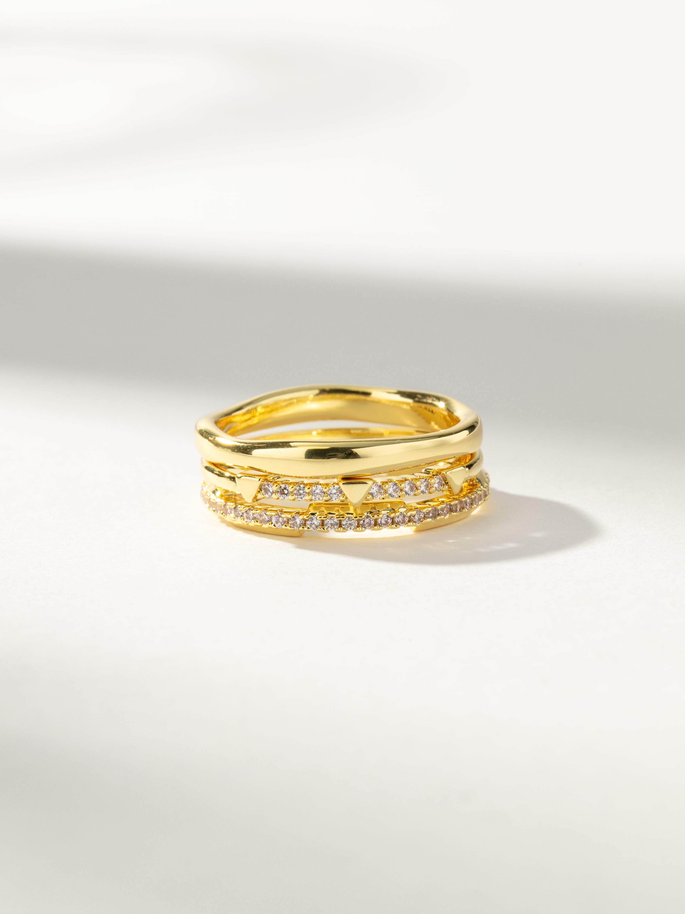 Love Triangle Ring Stack in Gold | Ring Set of 3 | Uncommon James