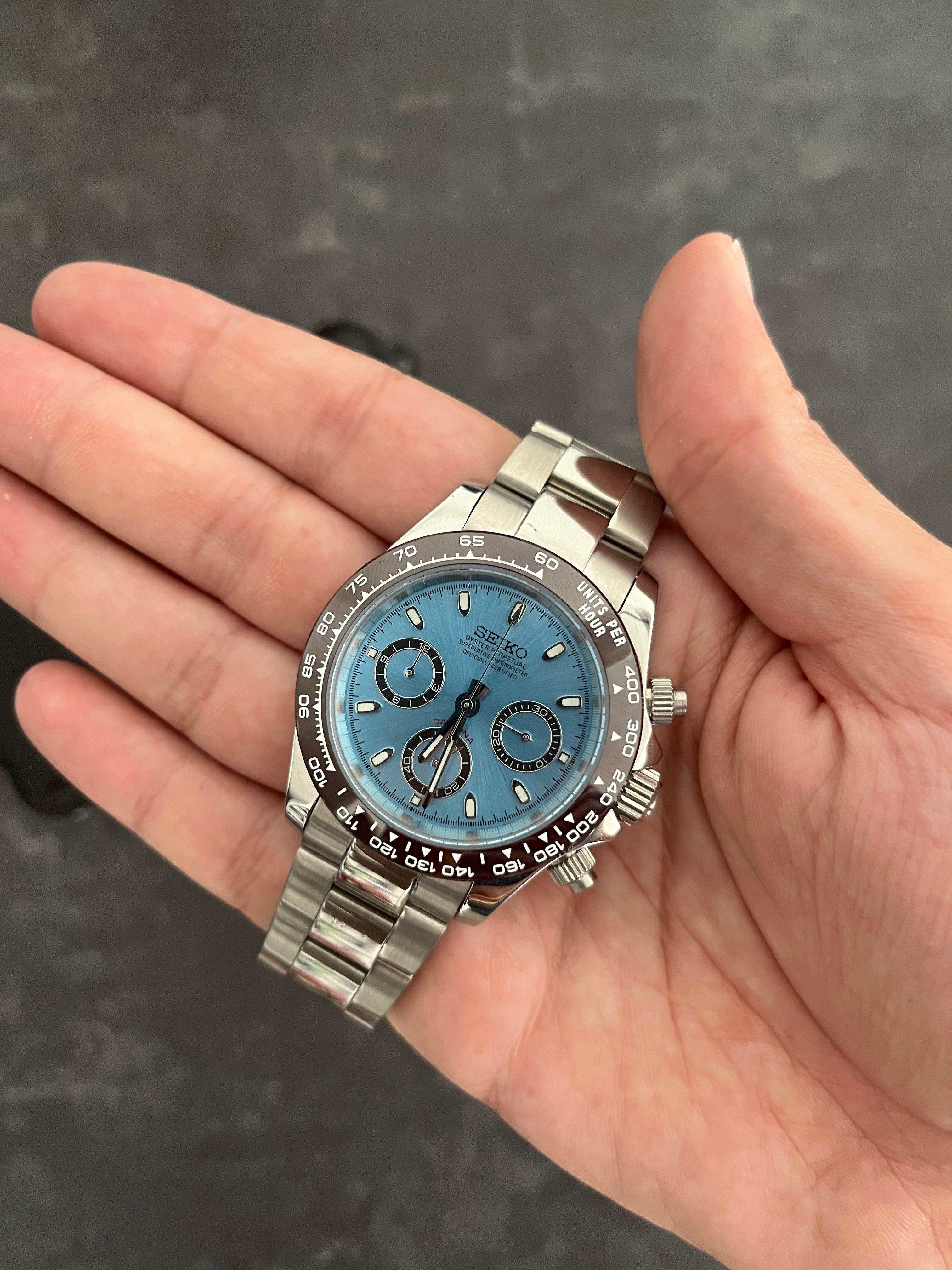 Seiko Mod - 40mm Daytona Ice Blue – Uniq Watch Mods