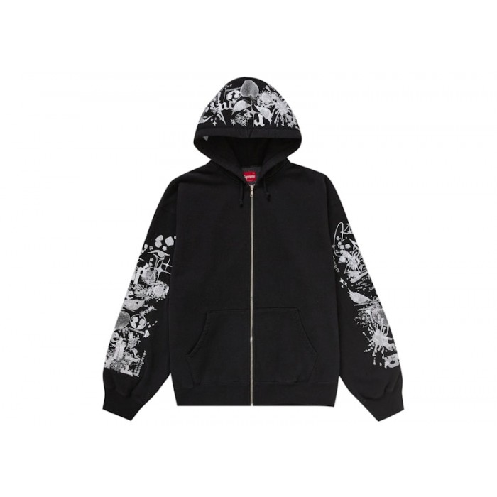 Купить оригинальную Supreme AOI Zip Up Hooded Sweatshirt Black с