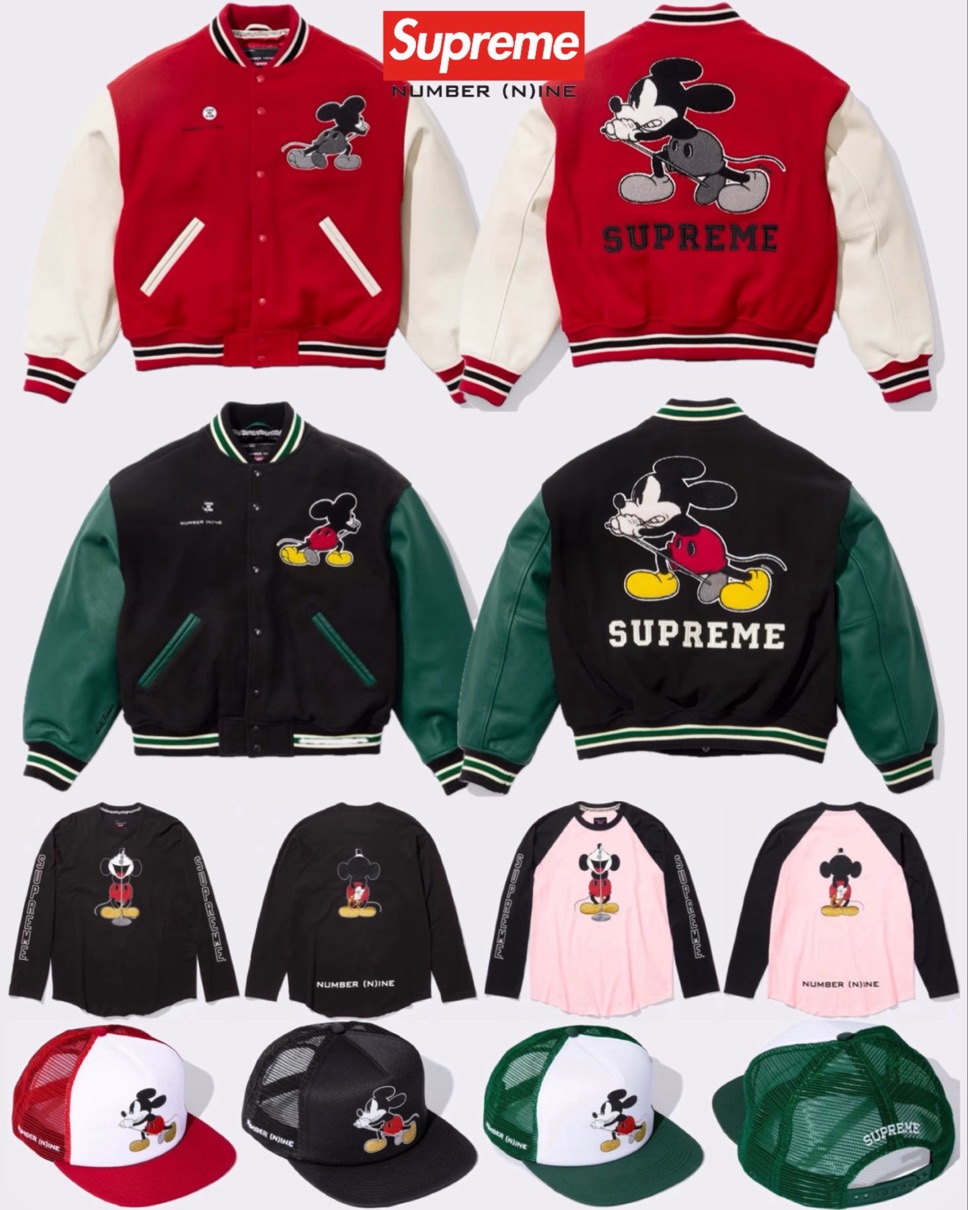 Supreme x NUMBER (N)INE x Mickey Mouse 25FW Week8 が国内10月18日に