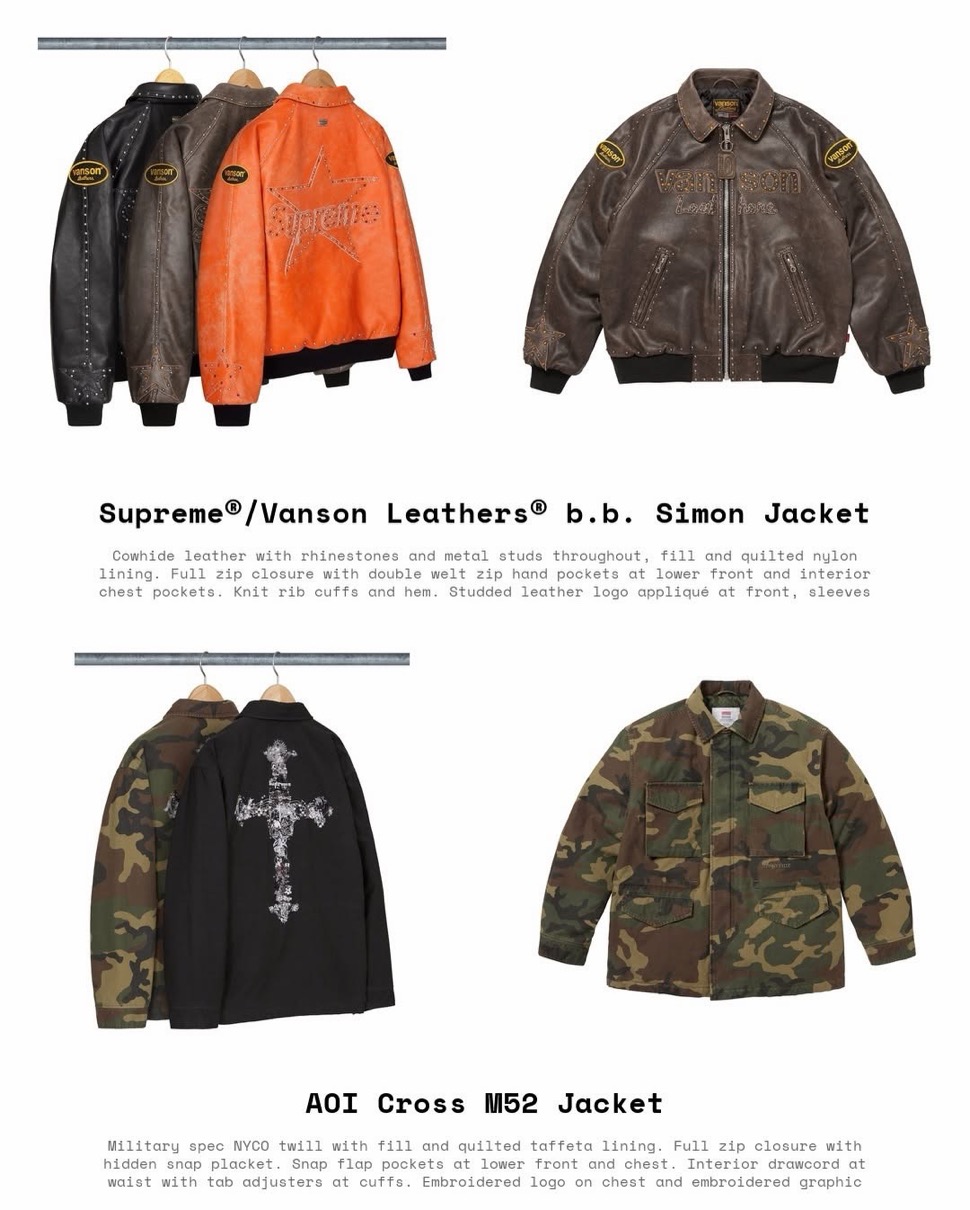 Supreme 25FW Week15 が国内12月6日より発売【全商品一覧 価格など