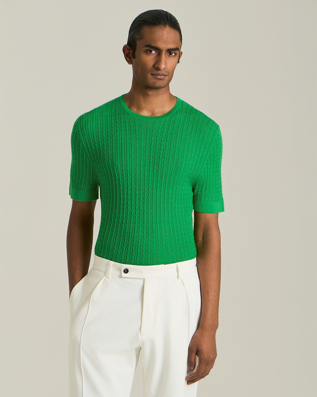 Knt Wool And Silk Knit Shirt Green | Kiton