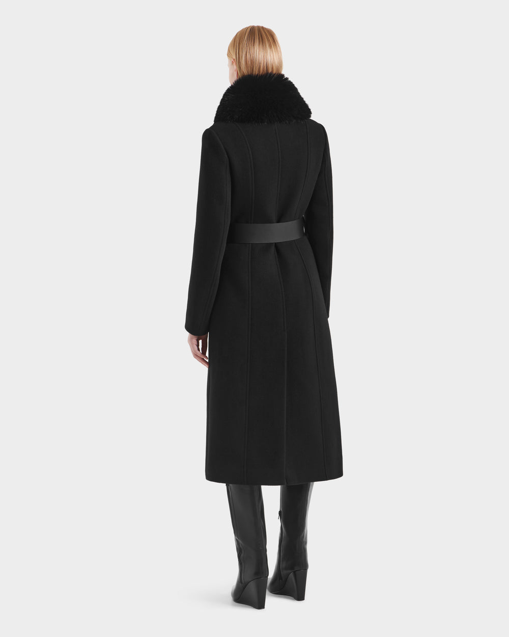 RUDSAK VIRGINIE Black Women's Wool Peacoat | Faux Fur Collar