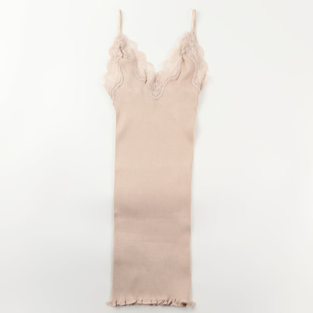 シルクコットン レースリブキャミソール レディース <メール便可&gt