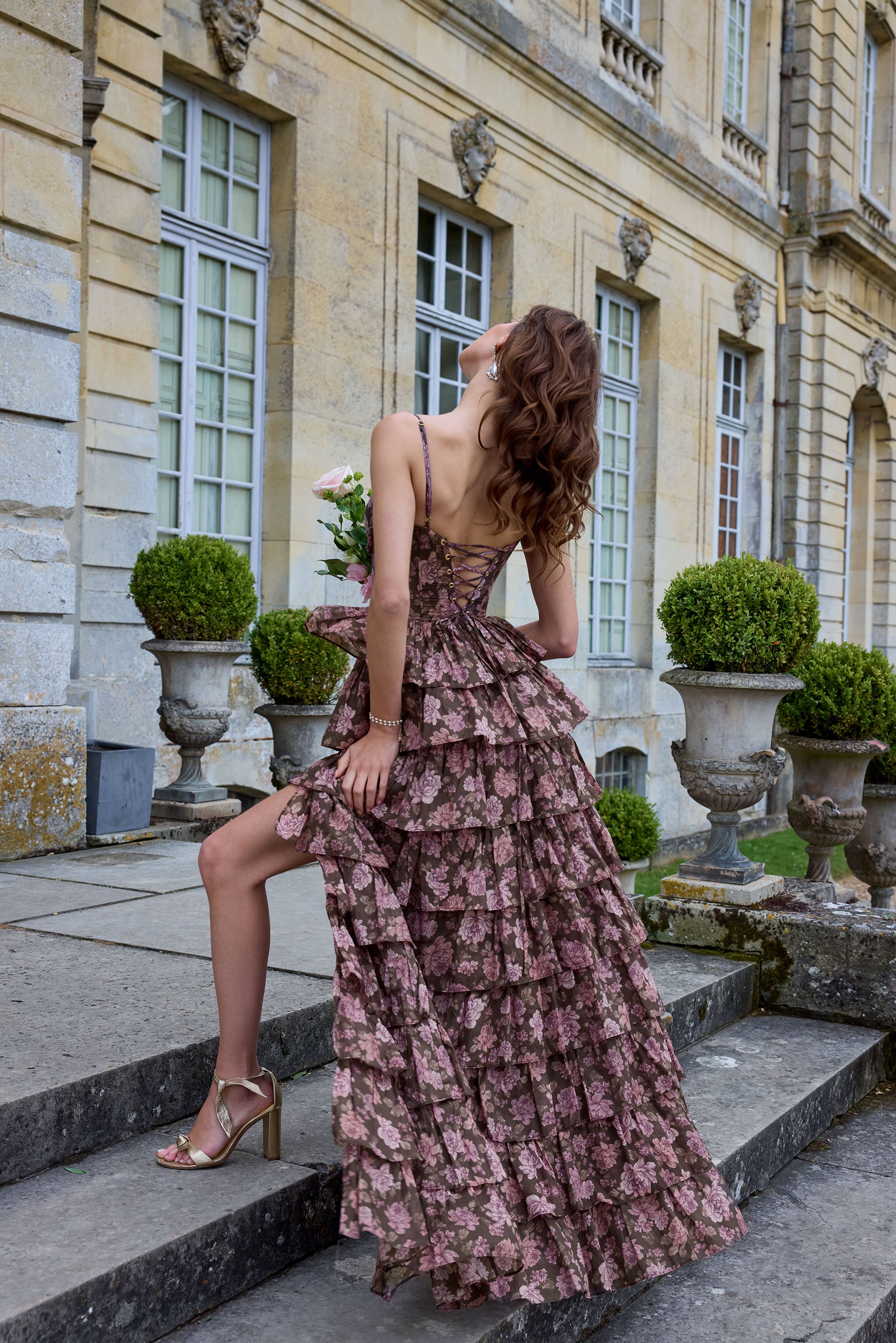 The Josephine Dress in Chocolate Peony Print – V. Chapman