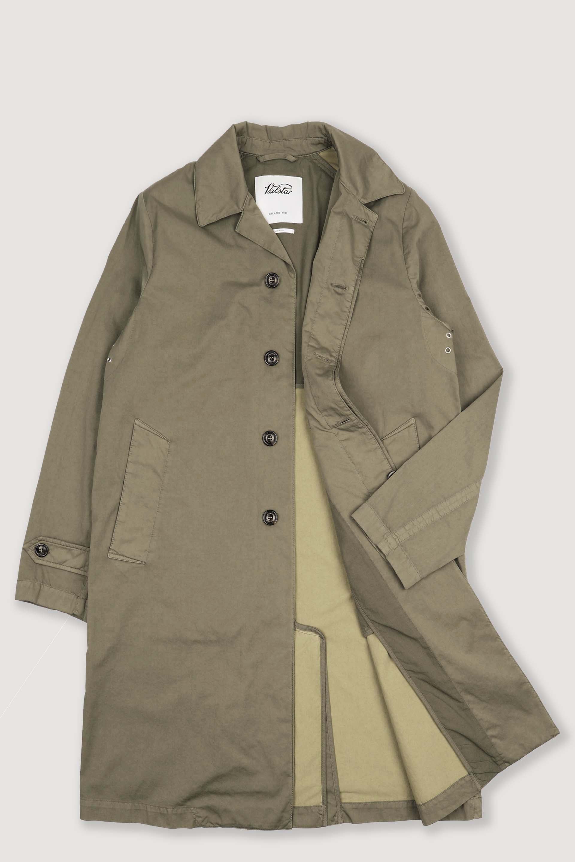 Torino unlined trench coat in cotton-nylon fabric. Green - Soldier