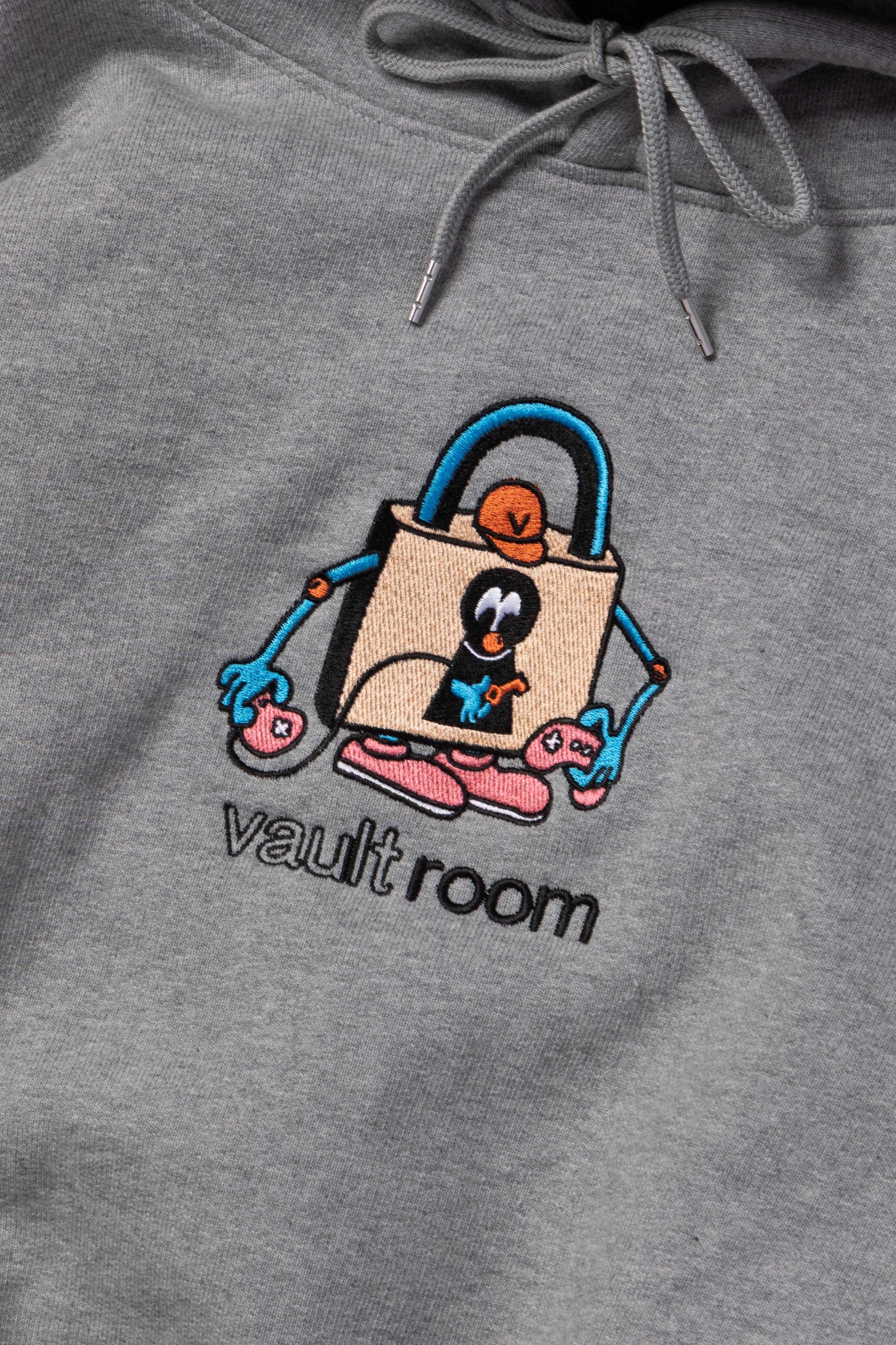 VAULTROOM LOGO WOMENS CROPPED HOODIE / GRY