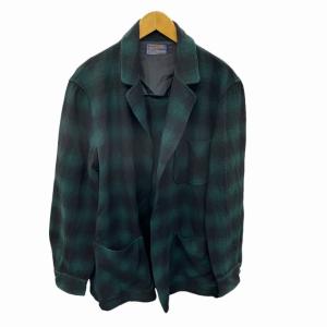 CPOシャツジャケット チェック柄 ウール S 茶 ブラウン 緑 グリーン