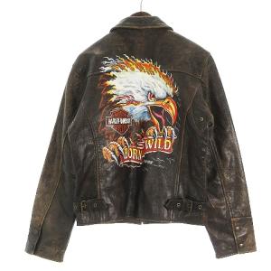 98057-13VM VICTORY LANE LEATHER JACKET ロゴ L ブラック（2023/07/15