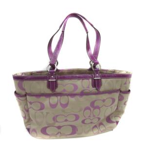 トートバッグ ハンドバッグ シグネチャー キャンバス レザー ゴールド