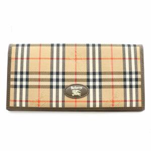 長財布 二つ折り レザー ノバチェック ロゴ 黒 （2024/09/22買取