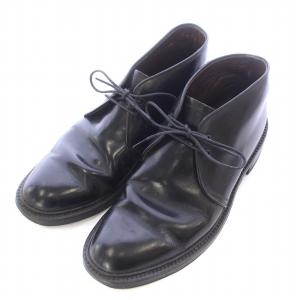 チャッカブーツ ドレスシューズ レザー レースアップ ロゴ 24.5cm 黒