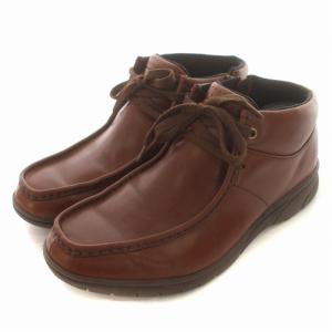 チャッカブーツ ドレスシューズ レザー レースアップ ロゴ 24.5cm 黒