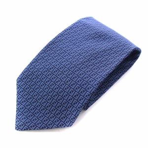 ネクタイ ワイドタイ ズッカ柄 絹 シルク ロゴ 青 ブルー（2024/03/08