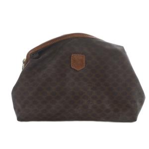 セカンドバッグ クラッチバッグ マカダム柄 PVCレザー 鞄 茶 ブラウン