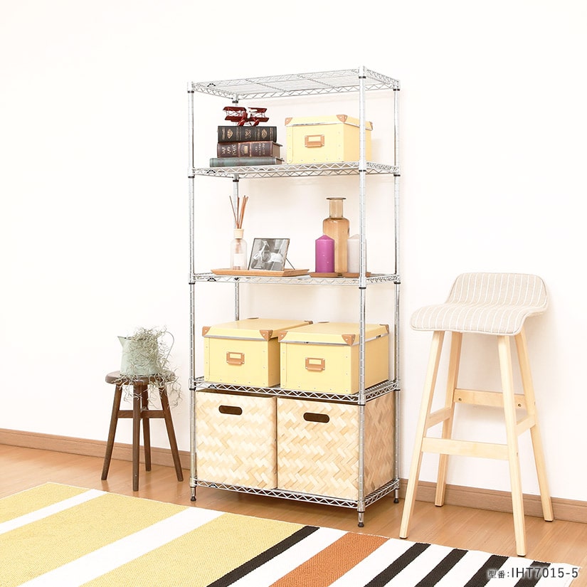 19mm] 幅70 4段 (幅69.5×奥行34.5×高さ121cm) ルミナスライト スチール