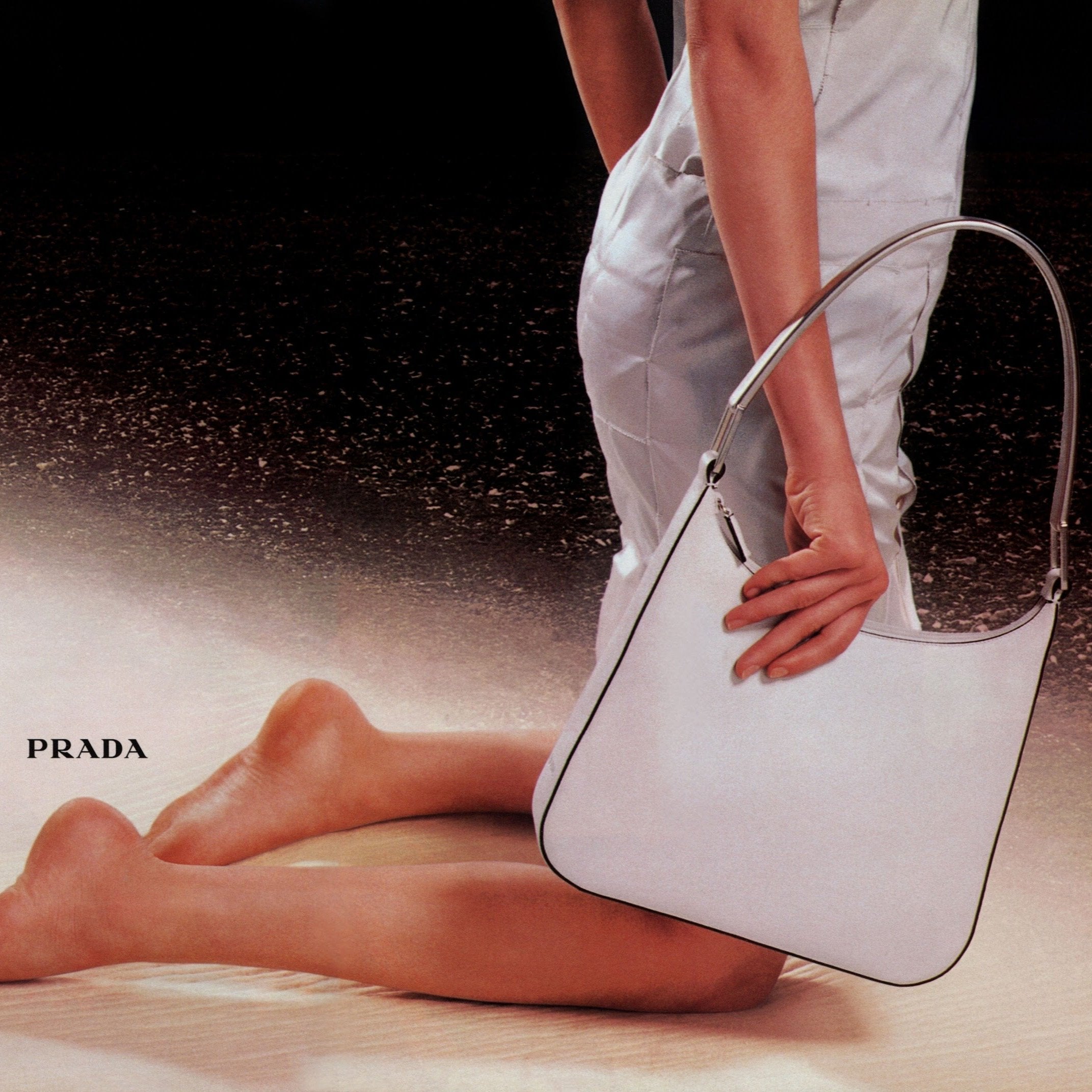 Prada FW 1998 black nylon shoulder bag with metal handle – Velvet