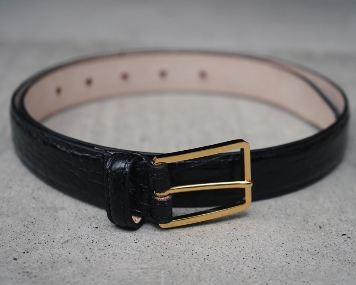 Le Yucca's(レユッカス)】SQUARE BUCKLE BELT(Y08/26)/ BLACK FLANCS