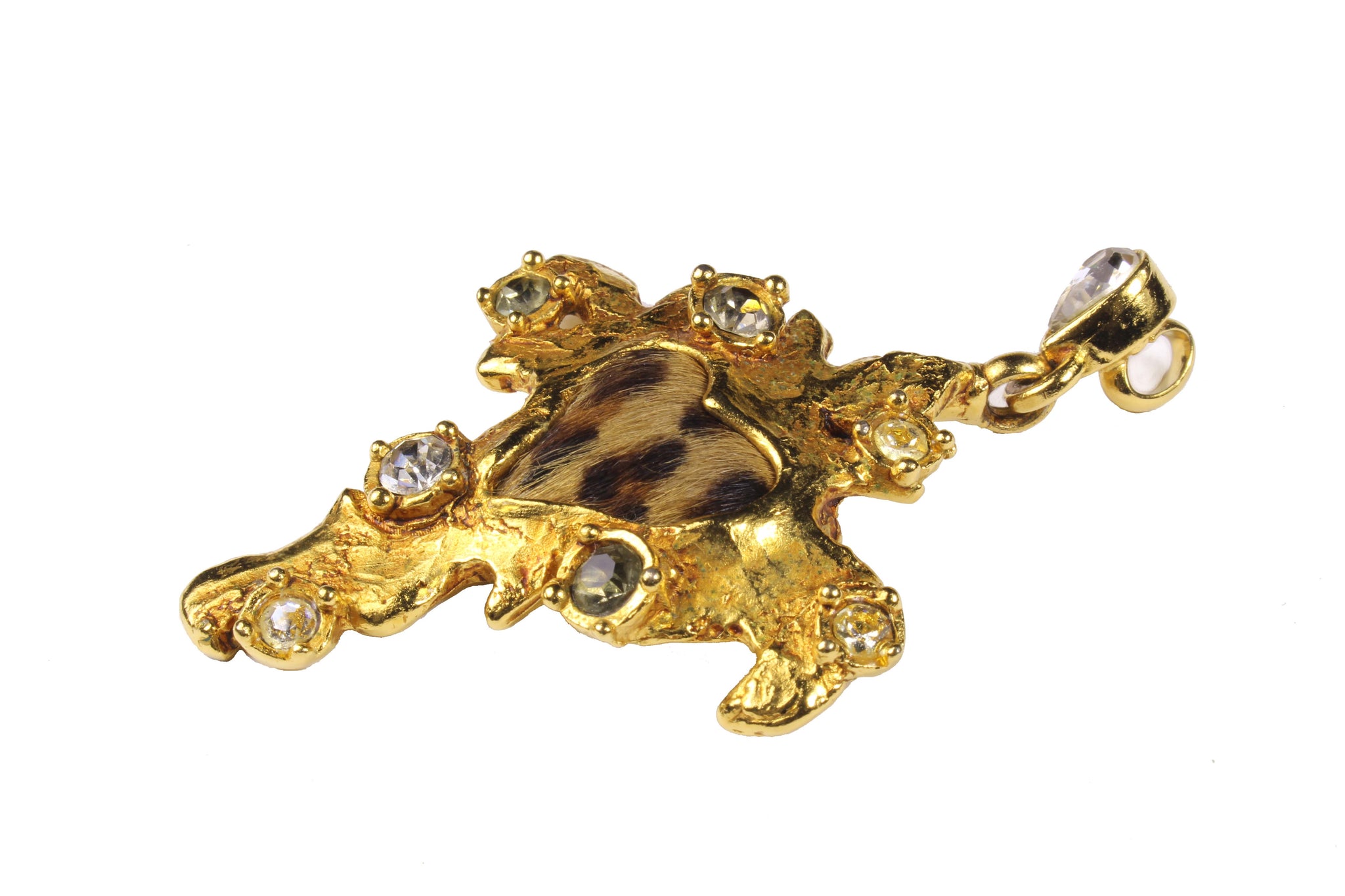 CHRISTIAN LACROIX cross heart leopard print pendant – Vintage Carwen
