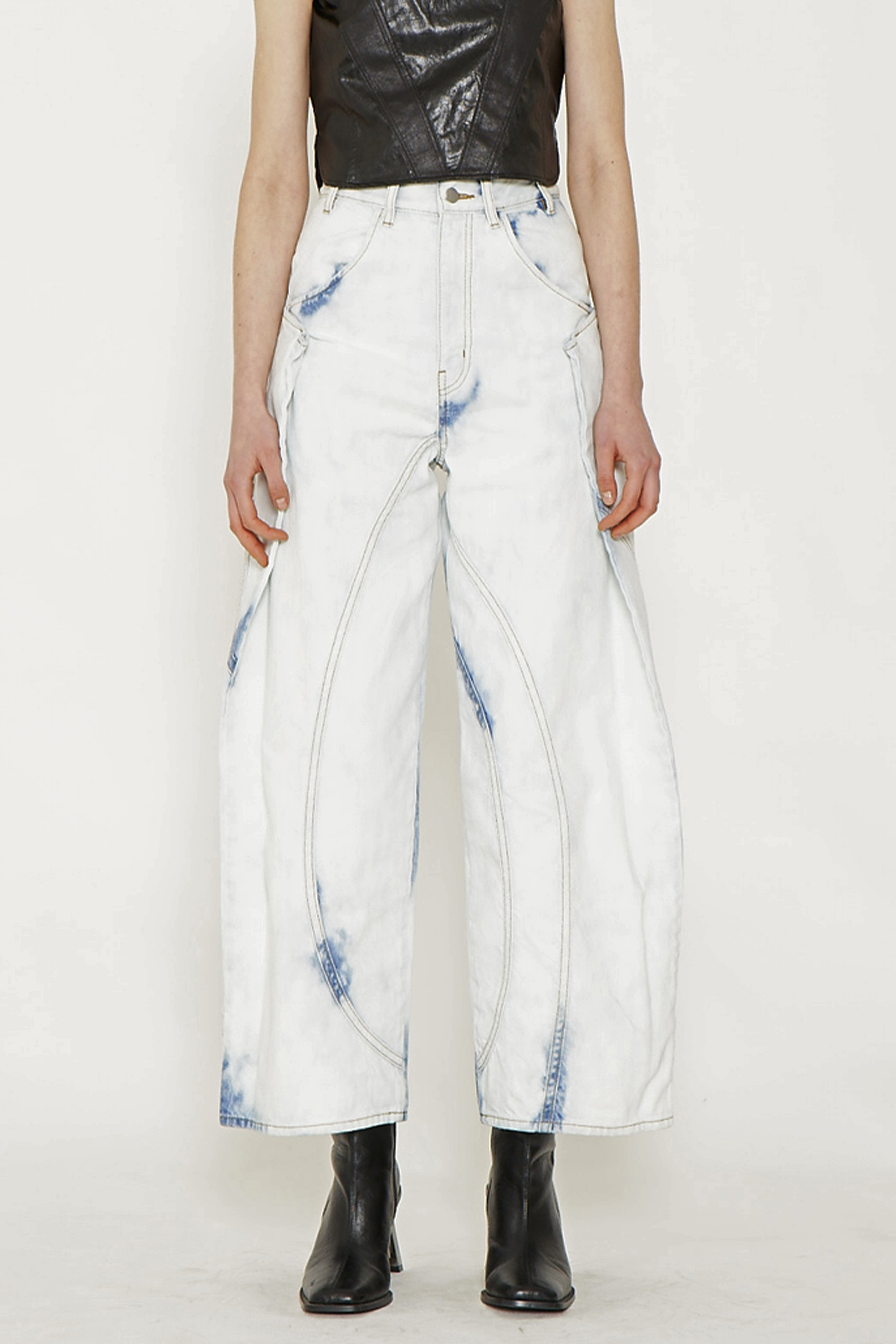BLEACH WIDE DENIM PANTS / BLUE – VIAVANDA