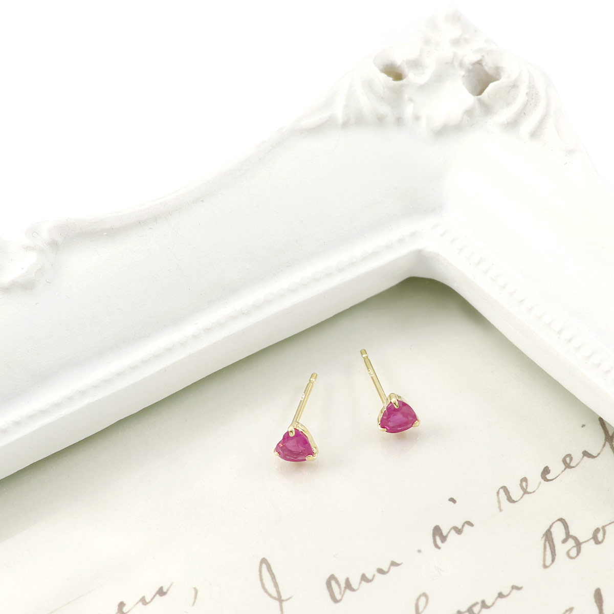 7月誕生石のアクセサリー K18YG ルビー 7月の誕生石 ハートピアス 18金