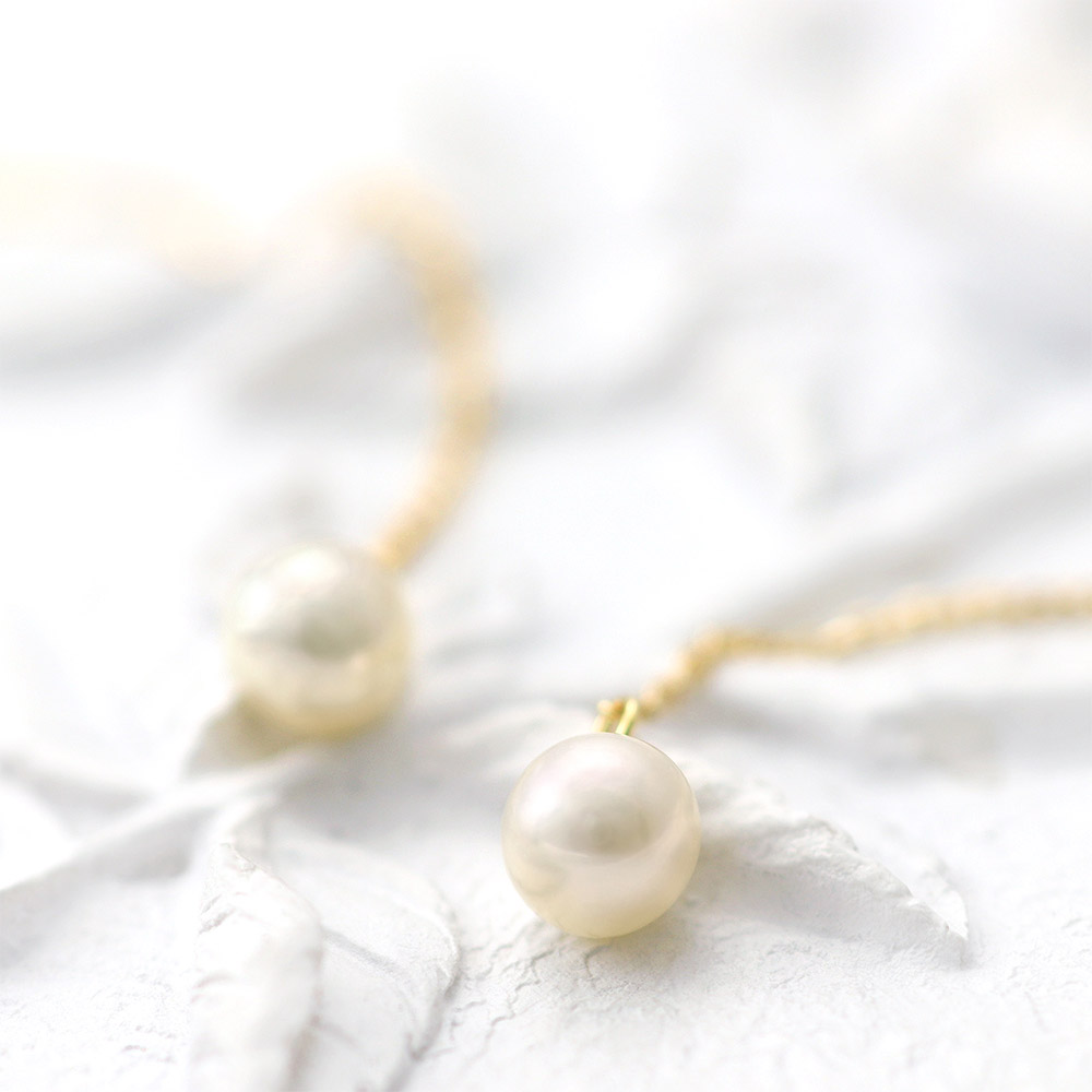 女性へのプレゼント K18YG 淡水真珠 アメリカンピアス 18金イエロー