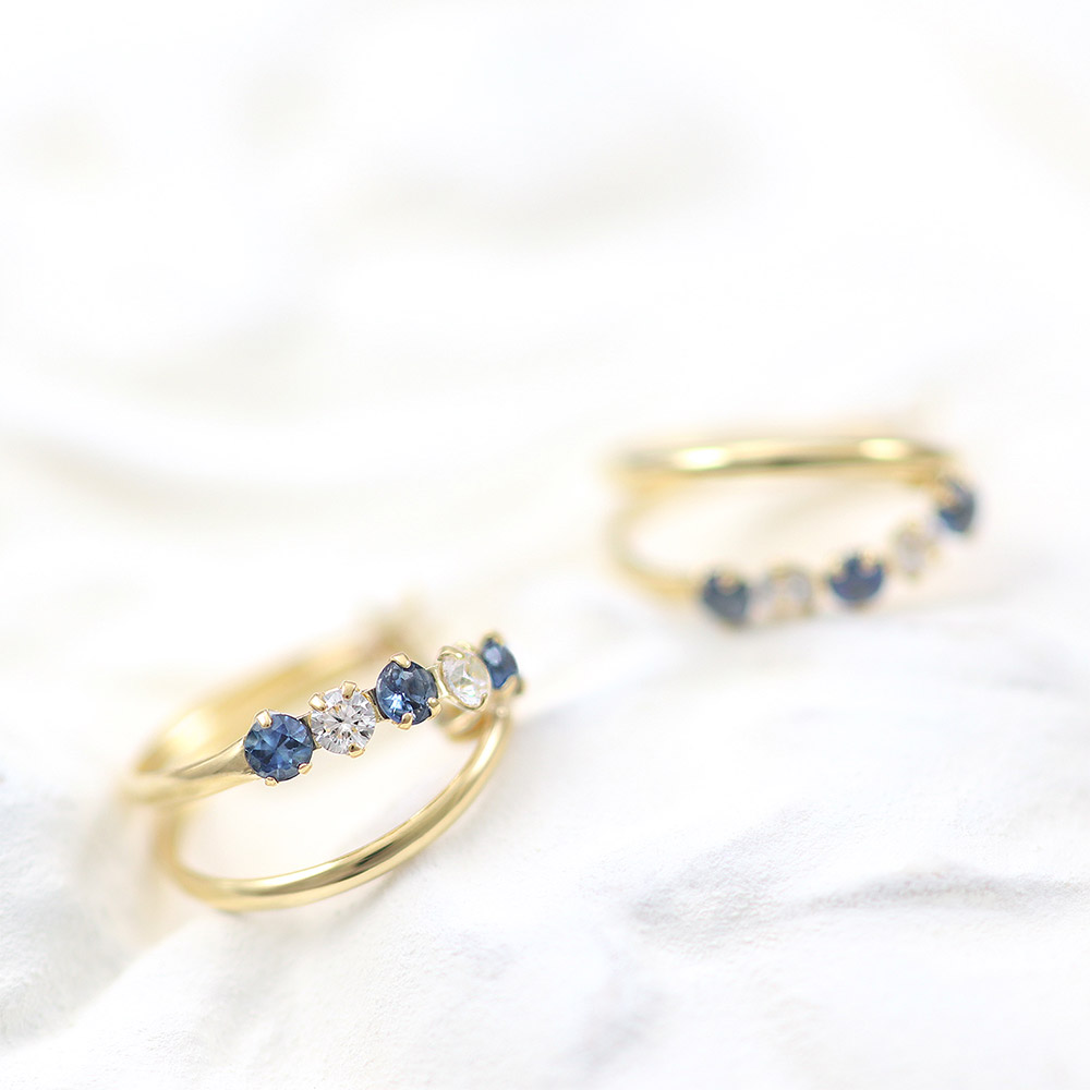 9月誕生石のプレゼント K18YG サファイア フープピアス 18金イエロー