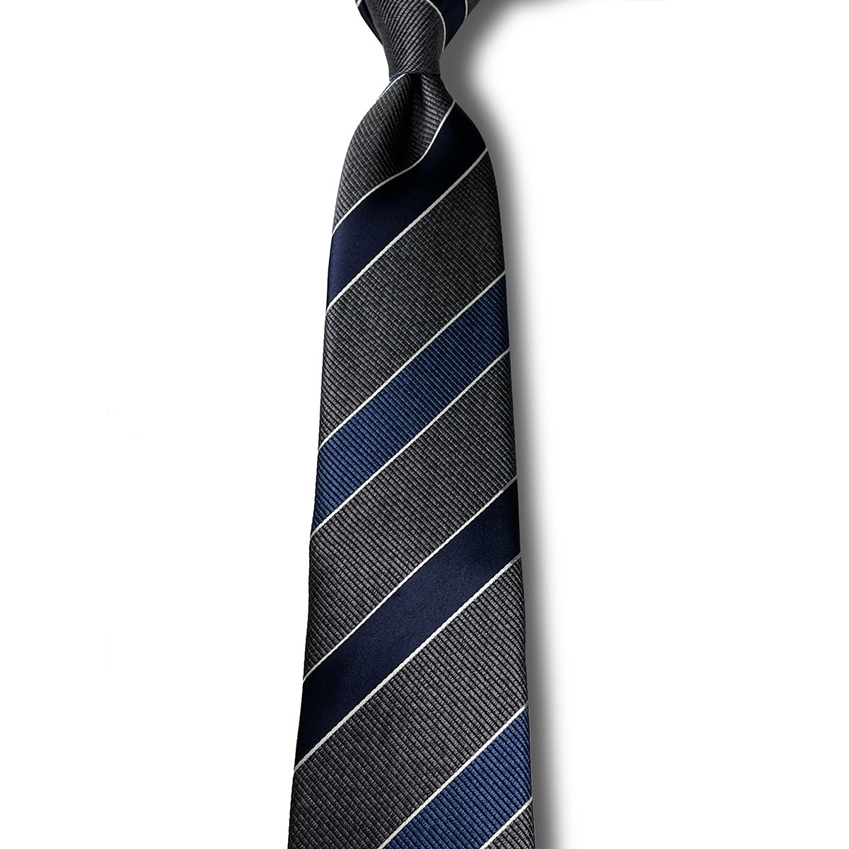 京都丹後産ネクタイ グレーストライプ1 メランジシルク糸使用 – Vita Natur